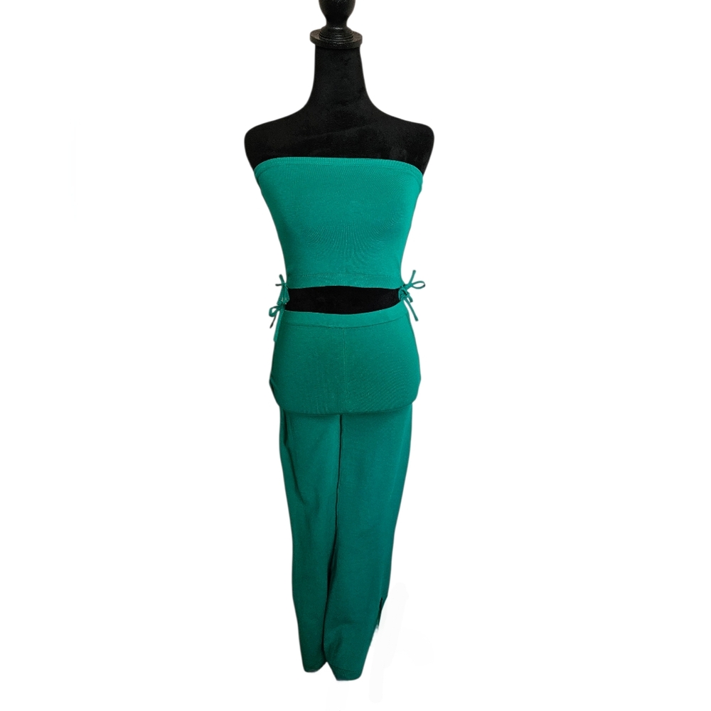 Olivaceous Green Strapless Knit 2 Pc. Set Size M